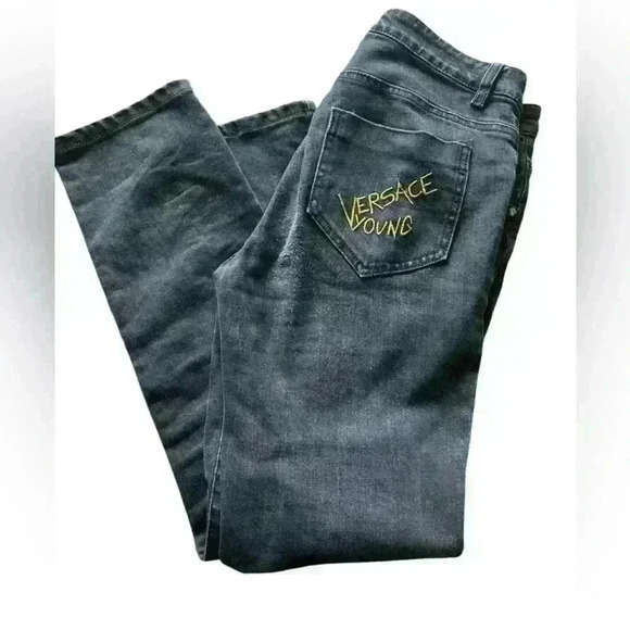 Authentic Young Versace Dark Blue Straight Leg Jeans - Picture 1 of 8